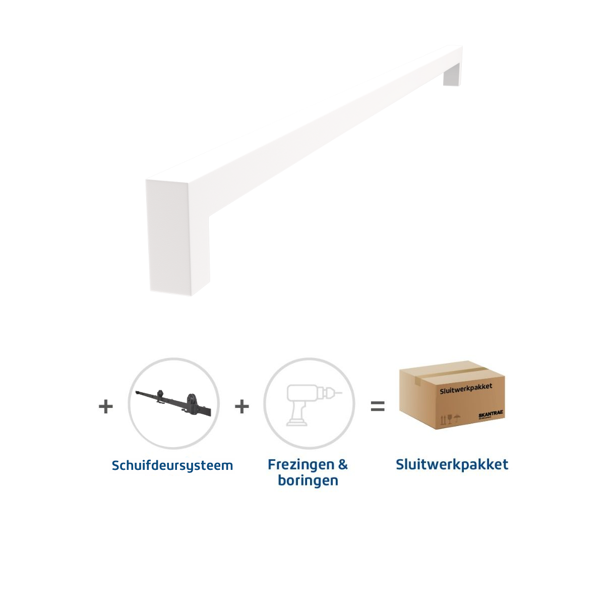 Sluitwerkpakketten met Deurgreep 20x800 Squared Wit